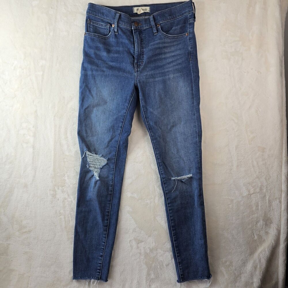 madewell jeans womens 28 mid rise skinny medium wash distressed